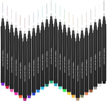 24 Kleur Fineliner Pen Set Fijne Lijn Gekleurde Schets Arts Tekening Marker Pennen Voor Journal Planner Graffiti Haak Fiber Pennen