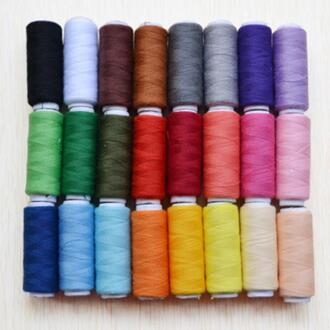 24 kleuren 200 Yard Polyester Borduurwerk Naaigaren Voor Hand Genaaid & Machines Patchwork Naaigaren Naaien Accessoires