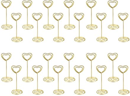 24 Pack van Tafel Nummer Kaarthouders Photo Holder Stand Plaats Kaart Papier Menu Clips Houders, gouden Hart Vorm
