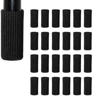 24 Packs Stoel Been Sokken Gebreide Meubels Sokken Been Floor Protectors Meubels Tafel Voeten Covers (Zwart)
