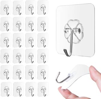 24 Pc Transparante Sterke Zelfklevende Deur Muur Hangers Haken Voor Siliconen Opslag Opknoping Keuken Magic Badkamer Accessoires # J