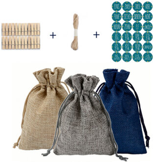 24 Pcs 10*14 Cm Tricolor Linnen Pocket Trekkoord Snoep Koekje Tas Pak Christmas Party Bruiloft Gunsten En Verpakking 4 ster German