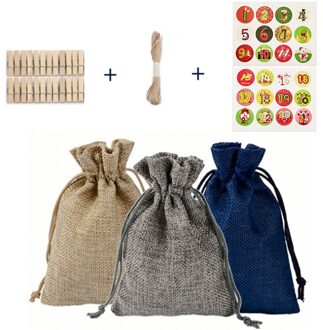 24 Pcs 10*14 Cm Tricolor Linnen Pocket Trekkoord Snoep Koekje Tas Pak Christmas Party Bruiloft Gunsten En Verpakking Christmas nummer