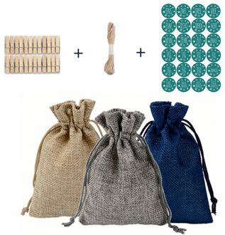 24 Pcs 10*14 Cm Tricolor Linnen Pocket Trekkoord Snoep Koekje Tas Pak Christmas Party Bruiloft Gunsten En Verpakking sneeuwvlok German