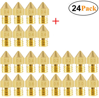 24 PCS 3D Printer Nozzles MK8 Extruder Nozzles 0.2mm 0.3mm 0.4mm 0.5mm 0.6mm 0.8mm 1.0mm for Makerbot Creality CR10 Ender 3 5