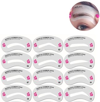 24 Pcs Herbruikbare Wenkbrauw Stencil Set Diy Eye Brow Tekening Gids Styling Vormgeven Make Template Kaart Auxiliary Vrouwen Beauty Tool