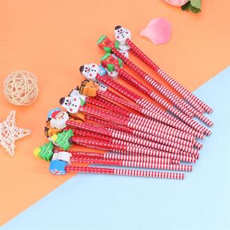 24 Pcs Kerst Potlood Met Gum Studenten Potloden Met Rubber Gommen Leuke Cartoon Potloden Xmas Kantoor School Briefpapier