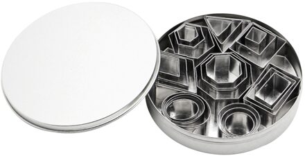 24 Pcs Keuken Rvs Dessert Biscuit Mold Geometrische Vorm Chocolade Cookie Cutter Set Kerst Bakken Tool Mini
