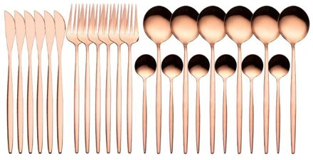 24 Pcs Keuken Zilverwerk Gold Tablewares Multicolor Bestek Sets Spiegel Diner Bestek Set 304 Roestvrij Staal Servies Set roos gouden