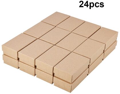 24 Pcs Kraftpapier Geschenkdoos Kleine Kraft Papier Sieraden Doos Handgemaakte Kartonnen Verpakking Geschenkdoos Bruiloft Decoraties