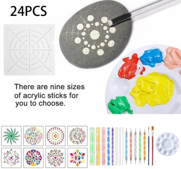 24 Pcs Rock Puntjes Gereedschap Set Draagbare Multifunctionele Embossing Dot Kit Puntjes Tool Set Voor Klei Aardewerk Craft Schilderen Rotsen ar