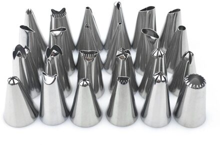 24 pcs Zoetwaren Verpakking DIY Rvs Icing Piping Nozzles Pastry Tips Fondant Cup Cake Bakken Cake decorateur Freeship