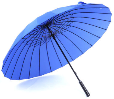 24 Rib Grote Paraplu Winddicht mannen Lederen Lange Rechte Handvat Warrior Paraplu Met Schoudertas blauw