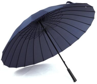 24 Rib Grote Paraplu Winddicht mannen Lederen Lange Rechte Handvat Warrior Paraplu Met Schoudertas marine blauw