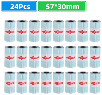 24 Rolls Printable Sticker Papierrol Direct Thermisch Papier Zelfklevende 57*30Mm Voor Peripage A6 Thermische printer Paperang P1/P2