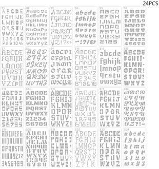 24 Sheets Engels Letters Tekening Sjabloon Stencil Schilderen Embossing Scrapbooking Diy Album