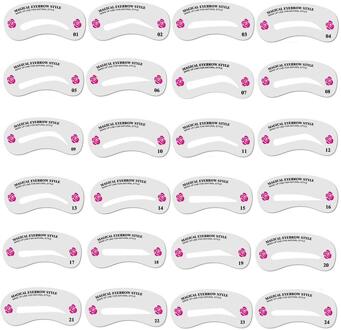 24 Stijlen Wenkbrauw Stencils Grooming Kit Make Shaper Set Diy Beauty Wenkbrauwen Template Stencil Tool Voor Vrouwen