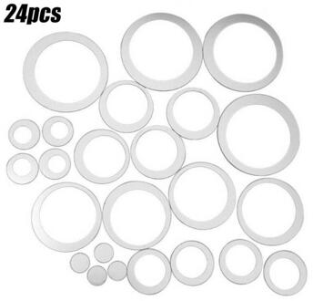 24 Stks/set Cirkel Spiegel Stickers Tegels Muurstickers Slaapkamer Decal Zelfklevende Diy Art Home Decor Spiegel Stickers