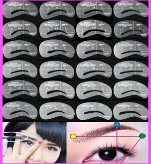 24 Stks/set Grooming Stencil Make Shaping Diy Beauty Wenkbrauwen Template Stencils Make Up Gereedschap Accessoires