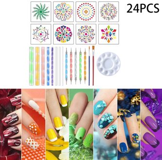 24 Stuk Rock Puntjes Tool Kunst Schilderij Gereedschap Set Diy Stencil Schilderen Kit Acryl Puntjes Pennen Spiraal Inspringen Pennen Wees