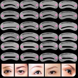 24 Stuks Pro Herbruikbare Wenkbrauw Stencil Set Eye Brow Diy Tekening Gids Styling Vormgeven Grooming Template Card Make-Up Schoonheid kit