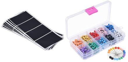 24 Stuks Vinyl Blackboard Sticker Label Met 1000 Stuks 1/8 Inch Kaart Push Pins Kaart Kopspijkers