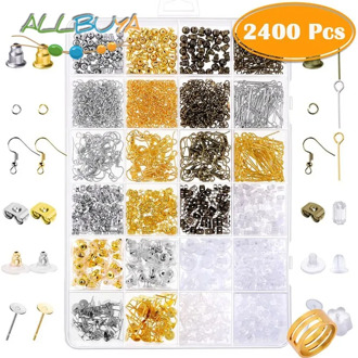 24 Style Jewelry Making Supplies Kits Earring Accessories Earring Jewelry Findings Set for DIY Handmade Charm Jewellery 2400pcs