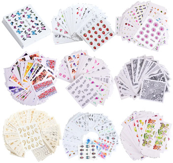 24 styles of different nail art stickers set Fruit black and white lace flower gold and silver hot stamping nail art decoration