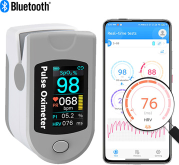 24 Uur Slaap Bloed Monitor Bluetooth 5.1 Android Apple Gezondheid App Hrv Vinger Pulsoxymeter Spo2 Pi Pr Oled Saturatiemeter de Dedo grijs