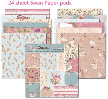 24 Vel Junk Journal Flamingo Achtergrond Papier Pad Scrapbooking Origami Papieren Voor Card Making Album Plakboek Craft Supply zwaan