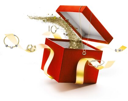 24 verrassende juwelen voor de adventskalender - goud en kristal - maat