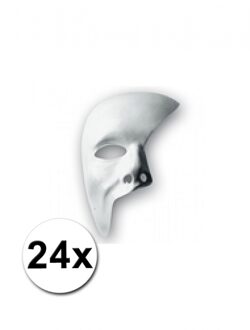 24 Witte Gezichtsmaskers Phantom - Verkleedmaskers