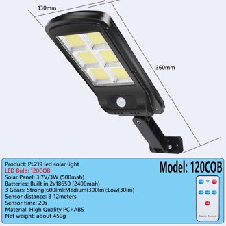 240 Cob Solar Led Light Outdoor 4 Hoofd Motion Sensor 500 Groothoek Verlichting Waterdichte Verlichting Wandlamp Voor Tuin garage 120 COB