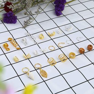 240 Stks/doos Metalen Manchetten Vrouwen Kralen Dreadlocks Haar Ringen Extension Sieraden Clip Styling Gemengde Kleuren Braid Decoratie Verstelbare