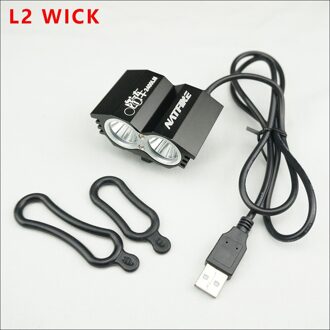 2400 Lumen Dubbele T6 L2 Fiets Fiets LED Licht Zaklamp 5V 2A XML2 Hoge Helderheid Lamp Front Light & USB Interface L2 WICK zwart