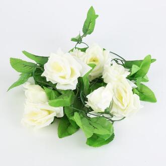 240Cm Nep Zijde Rozen Ivy Wijnstok Met Groene Bladeren Voor Thuis Bruiloft Decoratie Blad Diy Opknoping Garland Kunstmatige Bloemen decor wit