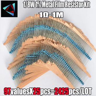 2425 Pcs 1% 1/8W 97 Value 1R~1M Ohm Metal Film Resistor Assorted Kit Passive Components Z15 Drop ship