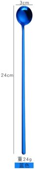 24Cm Rvs Lange Steel Thee Lepel Ijs Dessert Koffie Lepel Theelepels Servies Keuken Benodigdheden blauw