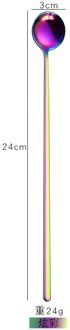 24Cm Rvs Lange Steel Thee Lepel Ijs Dessert Koffie Lepel Theelepels Servies Keuken Benodigdheden kleur