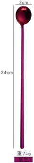 24Cm Rvs Lange Steel Thee Lepel Ijs Dessert Koffie Lepel Theelepels Servies Keuken Benodigdheden paars