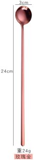 24Cm Rvs Lange Steel Thee Lepel Ijs Dessert Koffie Lepel Theelepels Servies Keuken Benodigdheden roos goud