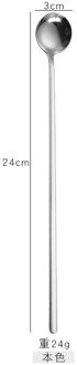 24Cm Rvs Lange Steel Thee Lepel Ijs Dessert Koffie Lepel Theelepels Servies Keuken Benodigdheden zilver