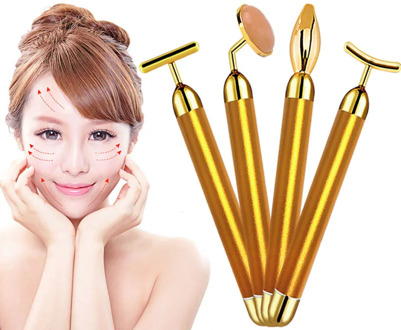 24k Gold Energy Beauty Bar 4 in 1 Face Vibration Massager Facial Massager Anti Aging Skin Tighten Firm Roller Reduce Double Chin