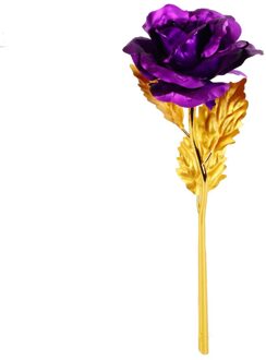 24K Vergulde Rose Zonder Doos Romantische Kunstmatige Golden Rose Valentijnsdag Woondecoratie Feestelijke Party levert Paars