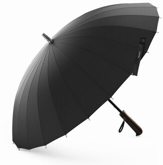24K Winddicht Golf Paraplu Regen Vrouwen Mannen Houten Handvat Handleiding Lange Paraplu Sterke Reizen Paraplu zwart