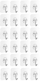 24Pc 6X6Cm Transparante Sterke Zelfklevende Deur Muur Hangers Haken Zuig Zware Belasting Rack Cup Sucker voor Keuken Badkamer Tool
