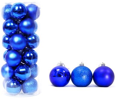 24Pcs 3Cm Kerstboom Ornament Kerst Ballen, Opknoping Bling Bal, Party Piepschuim Ballen Voor Wieden Decoratie Blauw