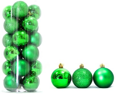 24Pcs 3Cm Kerstboom Ornament Kerst Ballen, Opknoping Bling Bal, Party Piepschuim Ballen Voor Wieden Decoratie groen