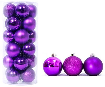 24Pcs 3Cm Kerstboom Ornament Kerst Ballen, Opknoping Bling Bal, Party Piepschuim Ballen Voor Wieden Decoratie Paars
