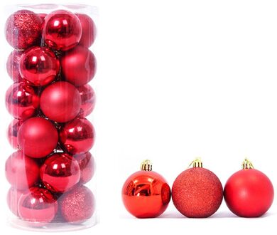 24Pcs 3Cm Kerstboom Ornament Kerst Ballen, Opknoping Bling Bal, Party Piepschuim Ballen Voor Wieden Decoratie Rood